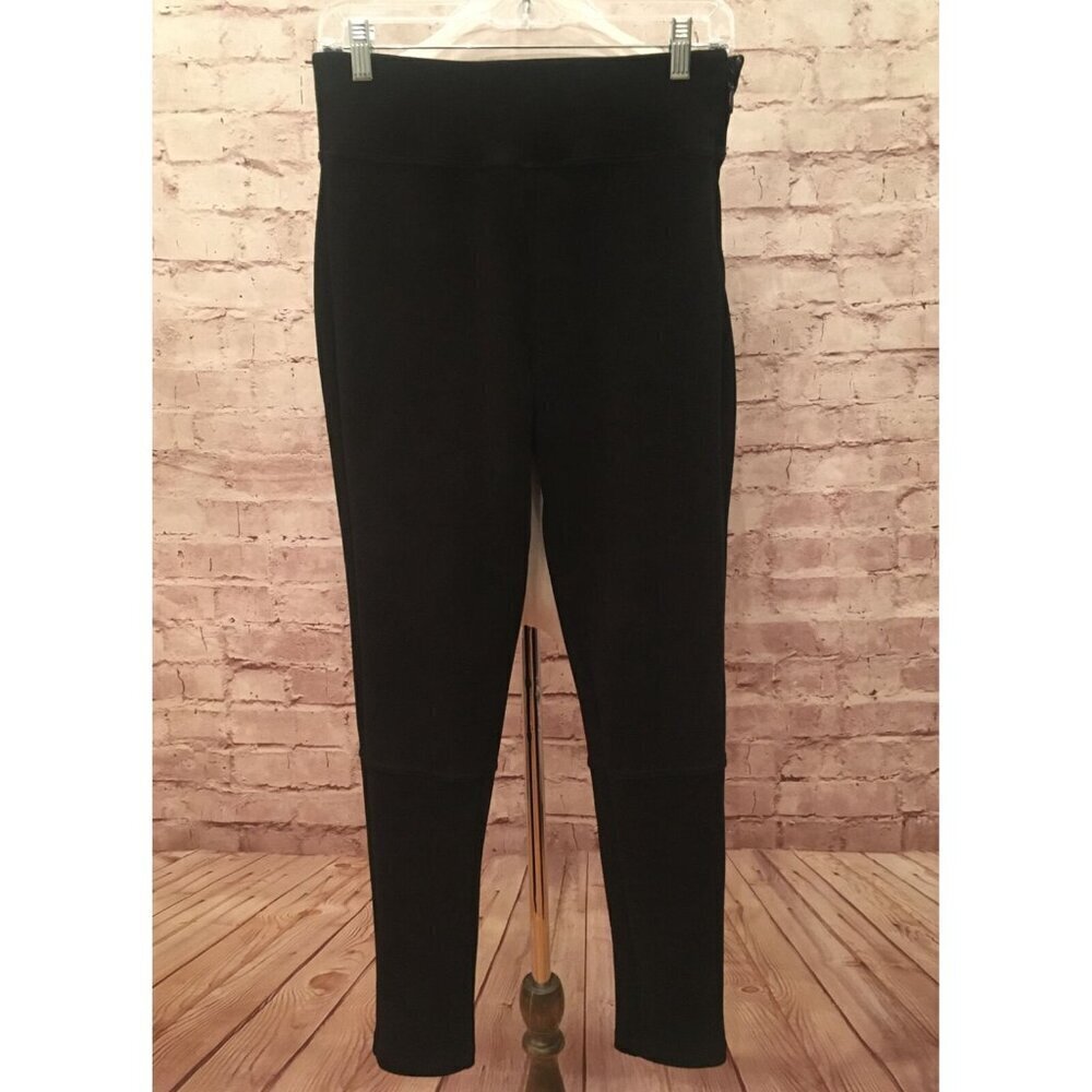 Splendid Womens L Black Faux Suede Skinny High Rise Leggings Side Zipper